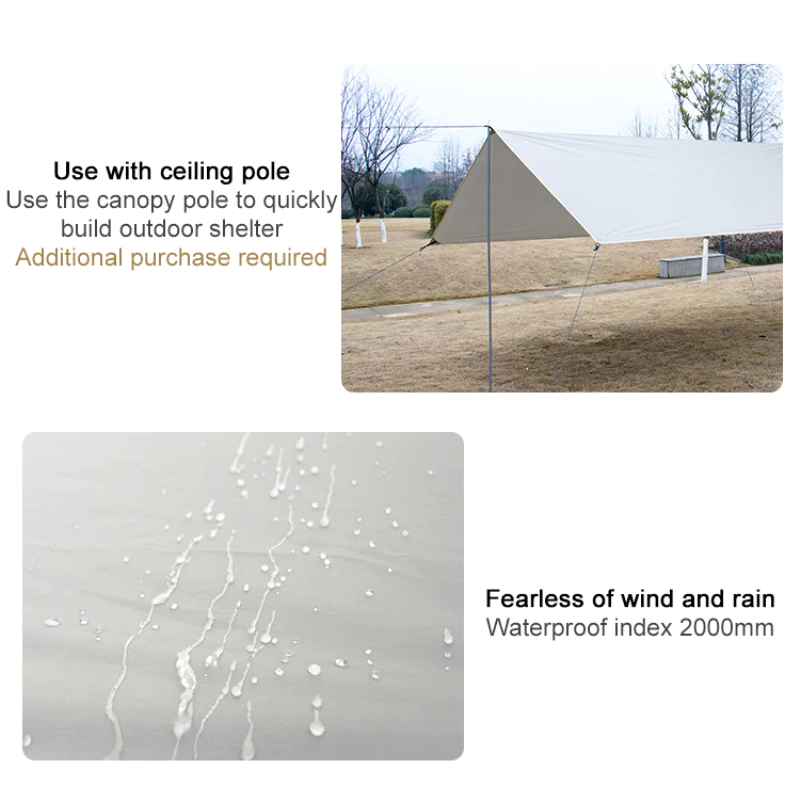Cheap Goat Tents Large Tarp Tent Sunshade Ultralight Awning Outdoor Camping Hammock Tourist Beach Sun Shelter With Ground Nails Windproof Rope   